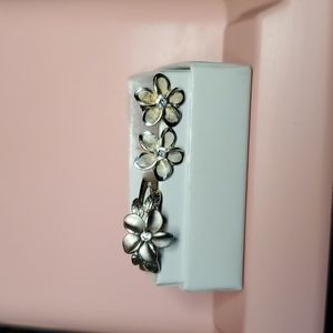 925 STERLING SILVER HAWAIIAN PLUMERIA POST EARINGS AND RING BUNDLE